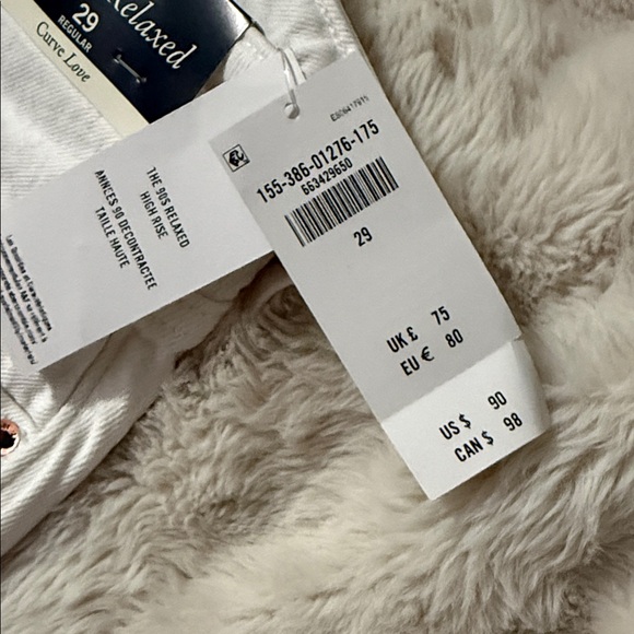 White Denim Jeans- BRAND NEW W TAGS ABERCROMBIE 90'S RELAXED HIGH RISE CURVE LOV - Picture 7 of 14